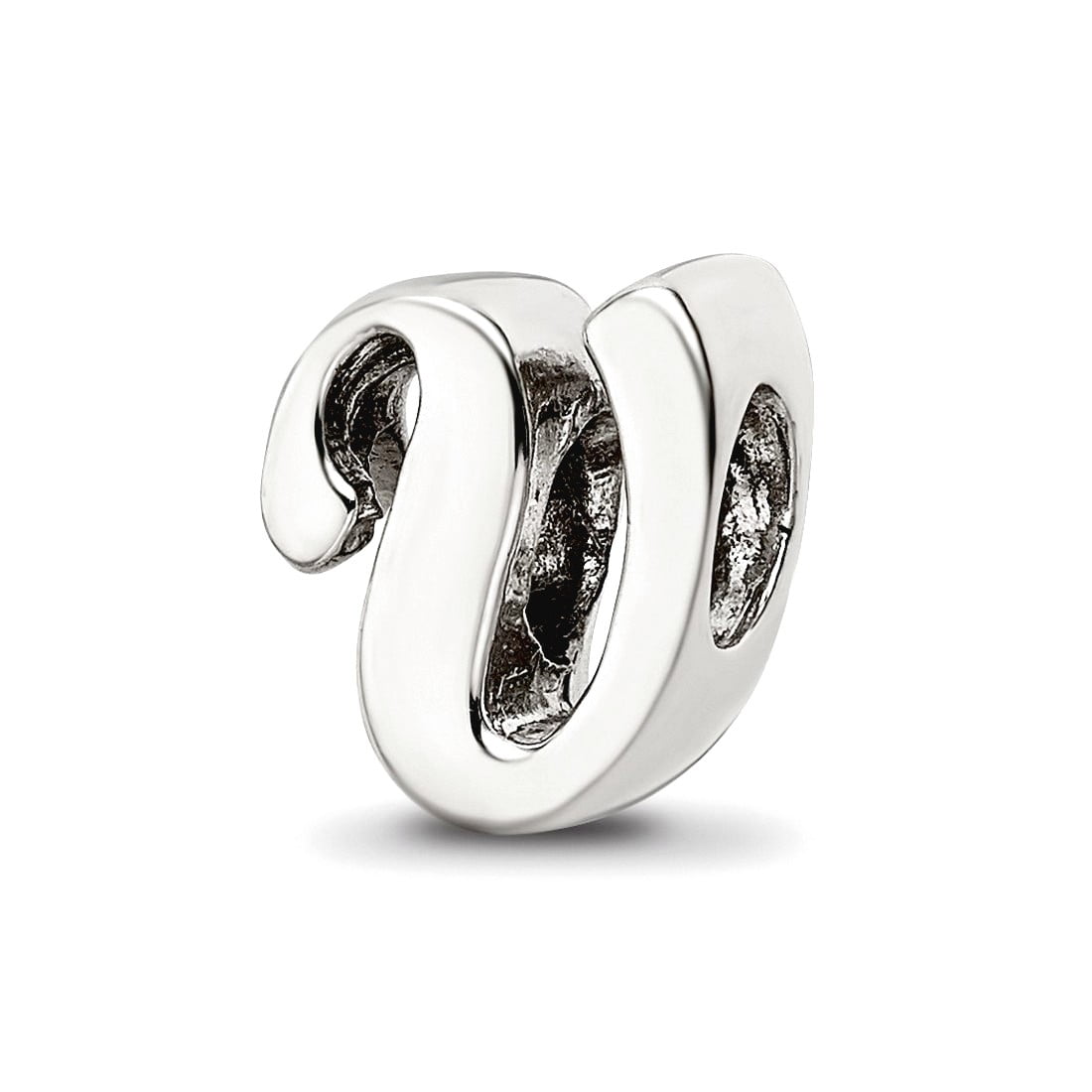 925 Sterling Silver Polished Reflections Letter Name Personalized Monogram Initial V Script Bead Charm 10.91x8.18mm Wide