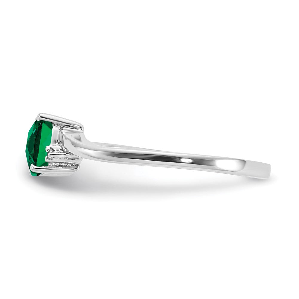 Sterling Silver ANC CR Emerald & Diamond Ring