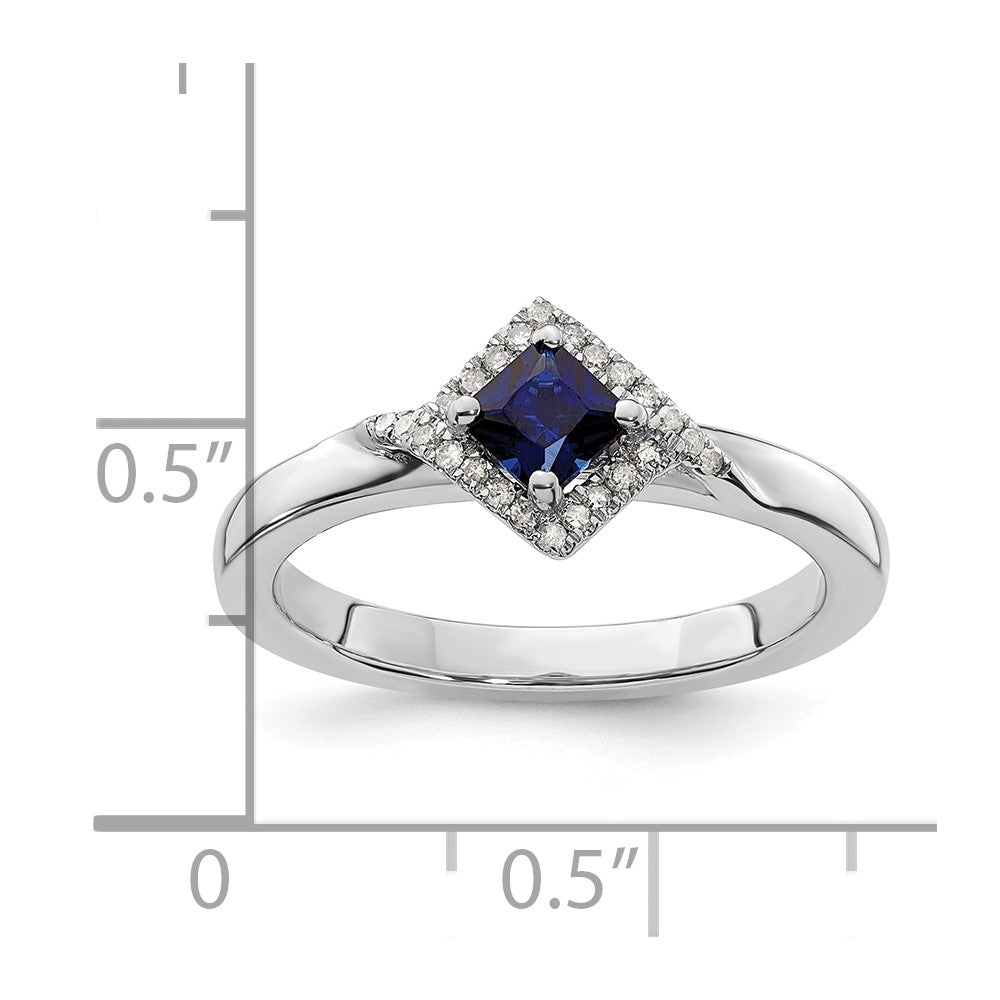 Sterling Silver Stackable Expressions Polished Cr. Sapphire & Dia Ring Size -10