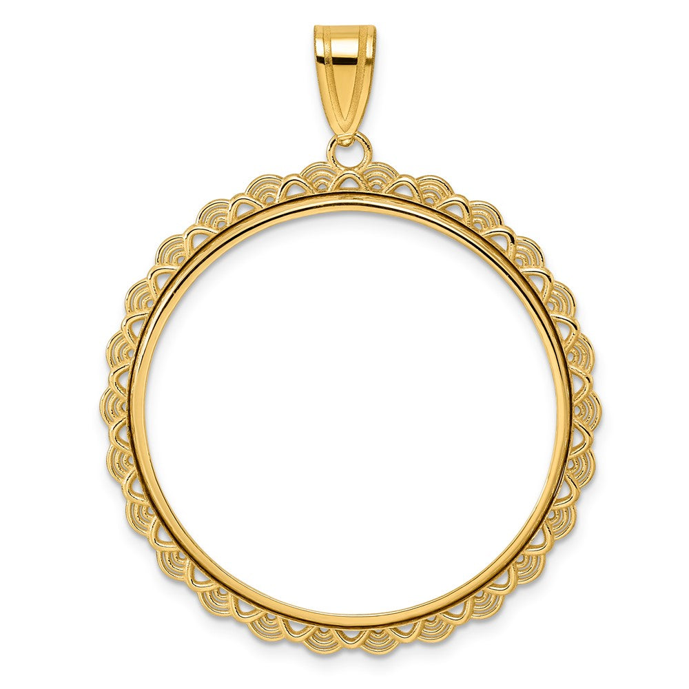 14k Polished Rainbow with 32.0mm Prong Coin Bezel Pendant