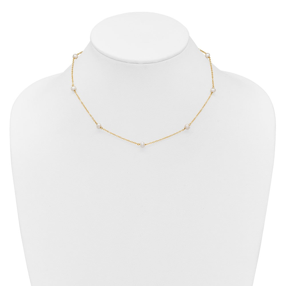 14k 4-5mm White Near-Round Freshwater Cultured Pearl 8-Station 16 inch Necklace