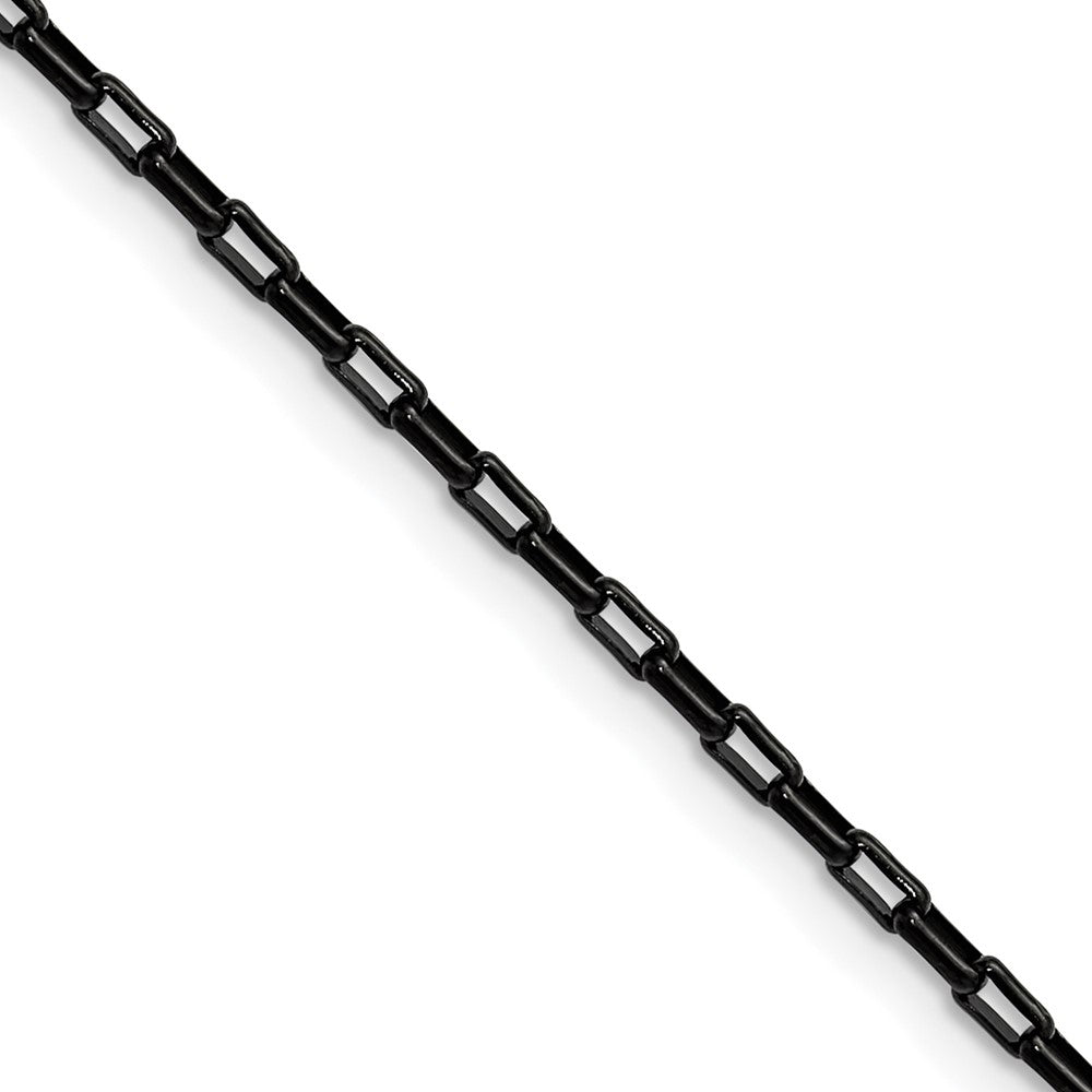 Chisel Stainless Steel Polished Black IP-plated 2.2mm 16 inch Fancy Box/Paperclip Link Chain