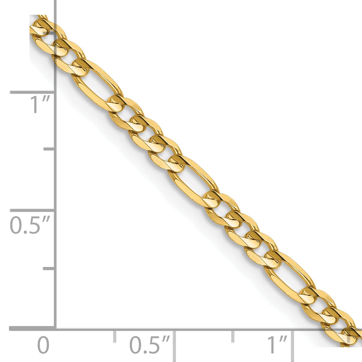14K 16 inch 3mm Concave Open Figaro with Lobster Clasp Chain