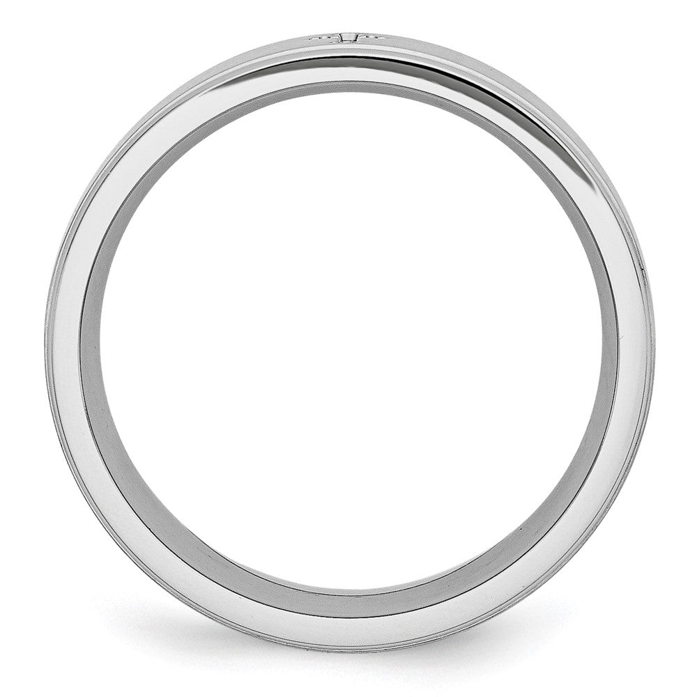 Cobalt Satin and Polished Ridged Edge 8mm Band Size - 10