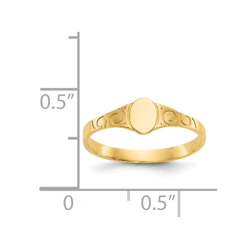 14k Polished Oval Baby Signet Ring Size 3