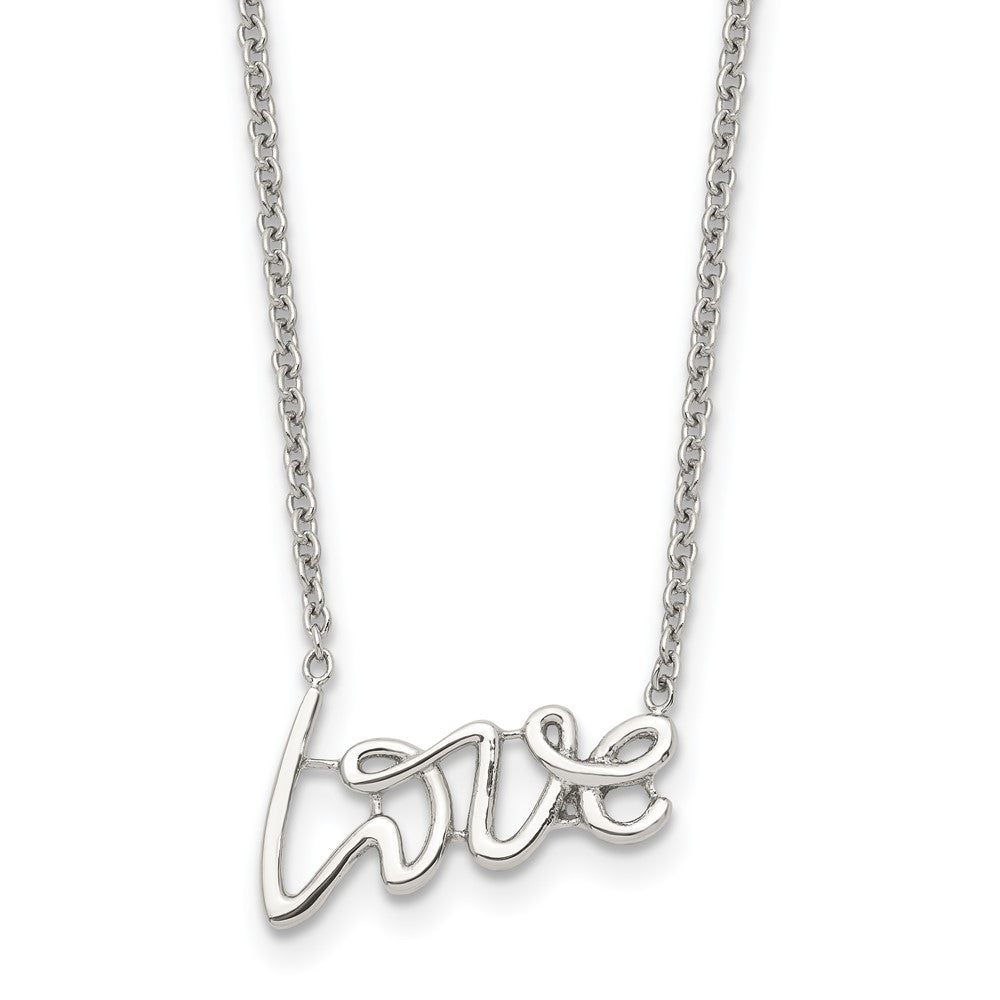Stainless Steel Polished Love 18in Necklace