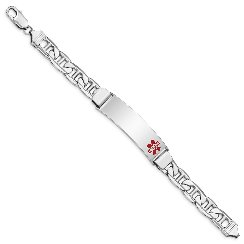 Sterling Silver Rhodium-plated Medical ID Anchor Link Bracelet 7 inches