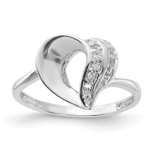 Sterling Silver Rhodium Plated CZ Heart Ring