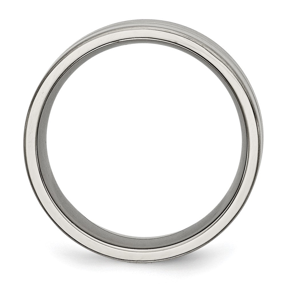 Titanium Brushed and Polished 8mm Grooved Band Size - 11