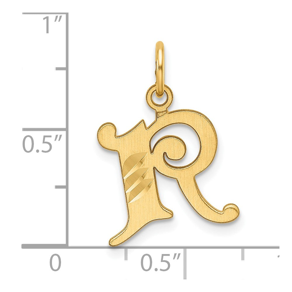 14K Diamond-cut Letter R Initial Charm