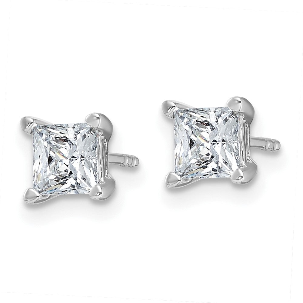 14k White Gold 1 1/2 ctw Lab Grown Diamond VS/SI+ G+ Princess 4 Prong Heavy Wt. Stud Earrings
