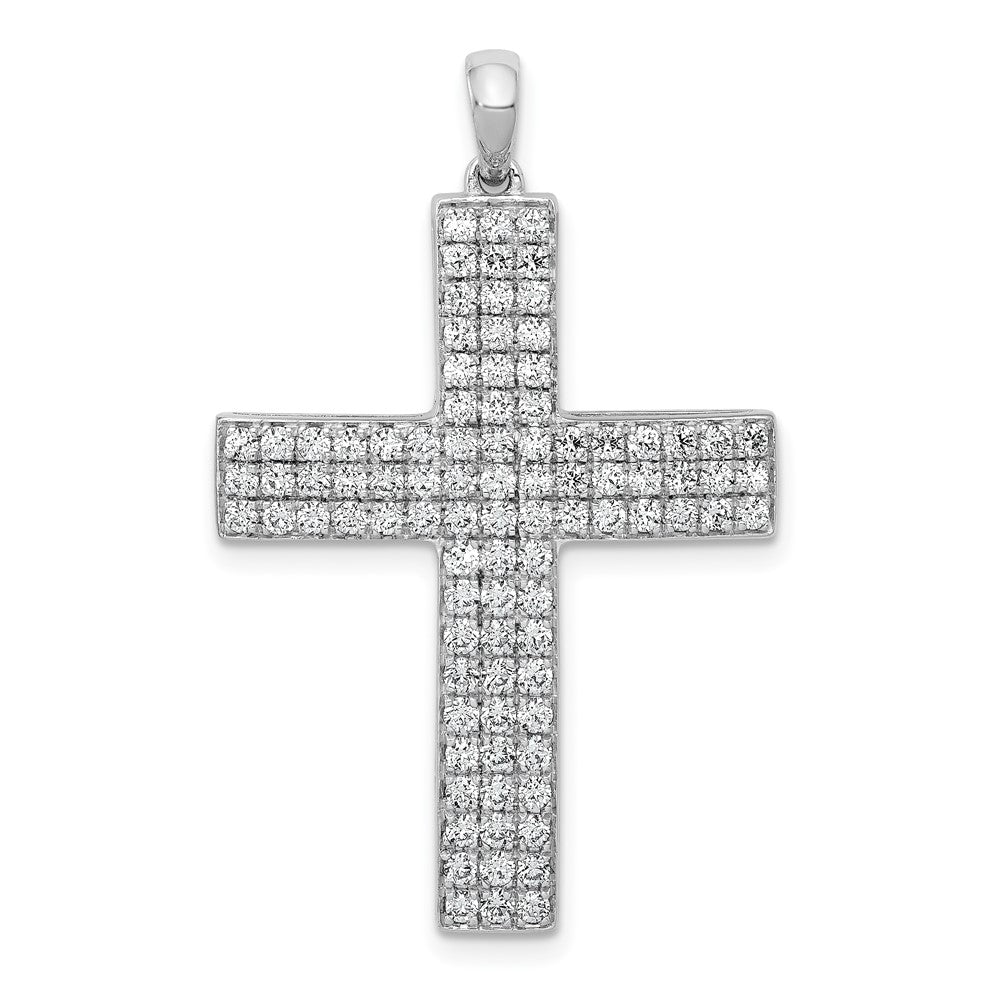 14k White Gold 1 carat Lab Grown Diamond VS/SI+ G+ Latin Cross Pendant