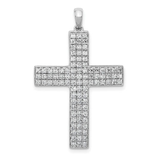 14k White Gold 1 carat Lab Grown Diamond VS/SI+ G+ Latin Cross Pendant