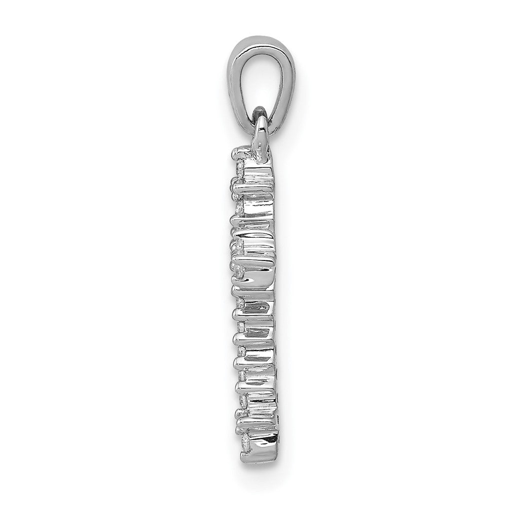 14k White Gold 1/10 carat Lab Grown Diamond VS/SI+ G+ Fleur de Lis Cross Pendant