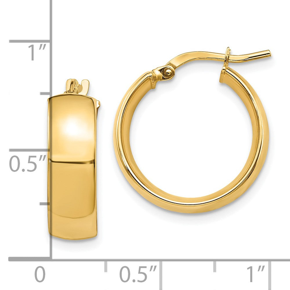 14K 6mm High Polished Hoop Earrings