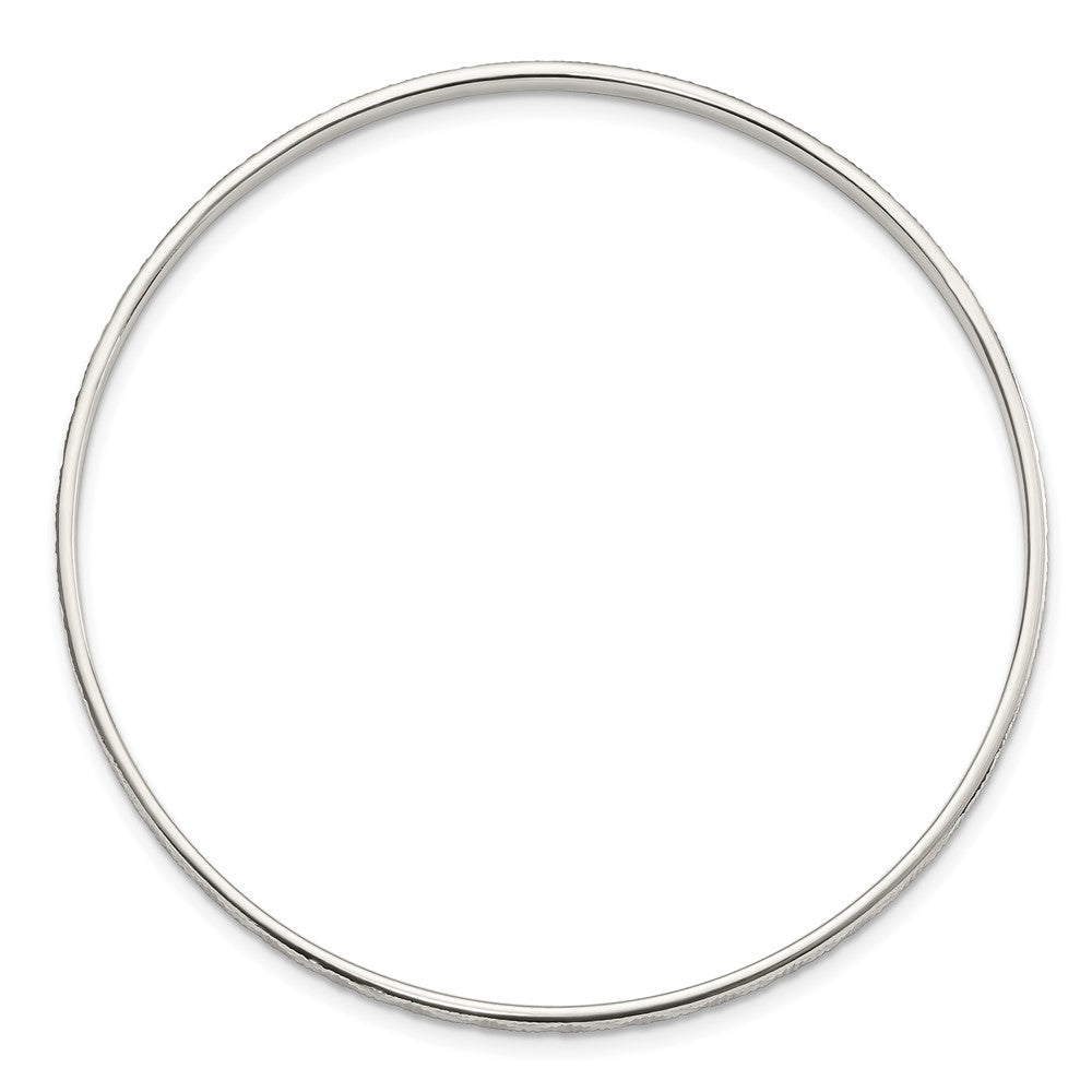 Sterling Silver Diamond Cut Slip-on Bangle 8 inches