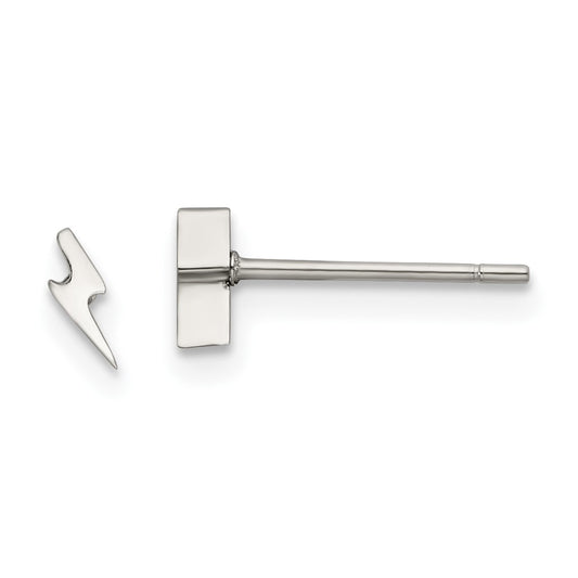Stainless Steel Polished Lightning Bolt Post Earrings