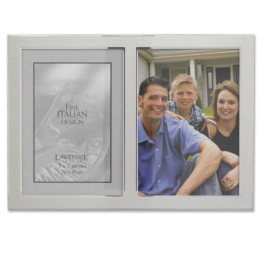 Brushed Silver Metal and Shiny Metal Two Tone 5x7 Hinged Double Opening Panel