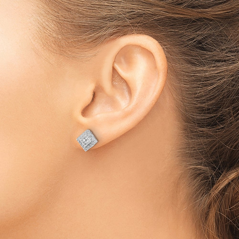 14k White Gold Diamond Post Earrings