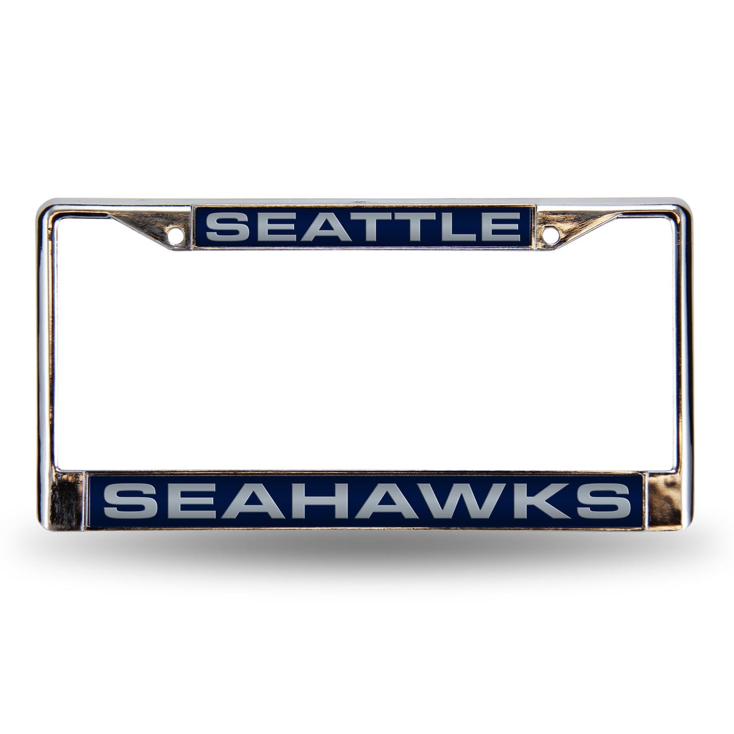 Seattle Seahawks Laser Chrome License Plate Frame Free Screw Caps Included