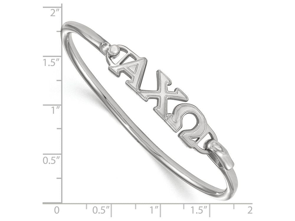 Sterling Silver Official Licensed Greek Sororities 7in Alpha Chi Omega (???) Small Hook and Clasp Bangle
