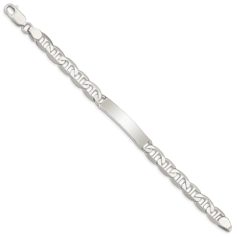 Sterling Silver 8inch Polished Engraveable Anchor Link ID Bracelet 8 inches