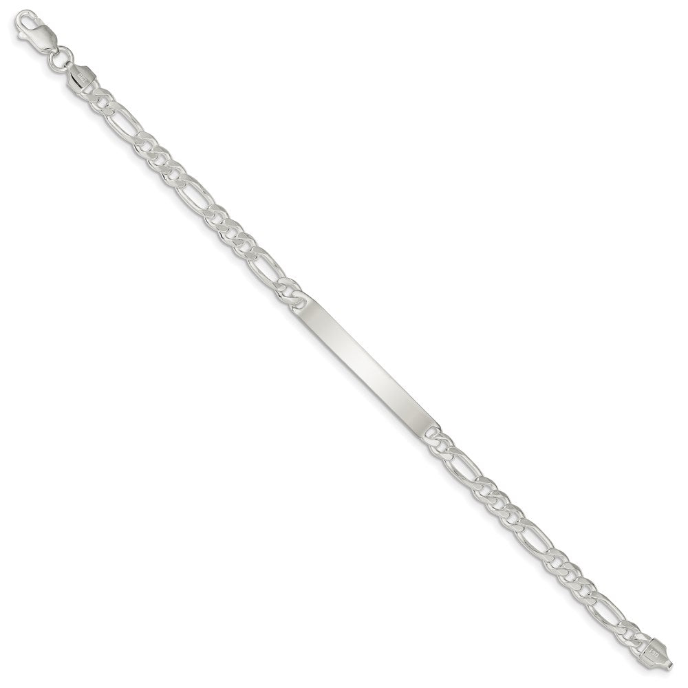 Sterling Silver Figaro Link ID Bracelet 8 inches