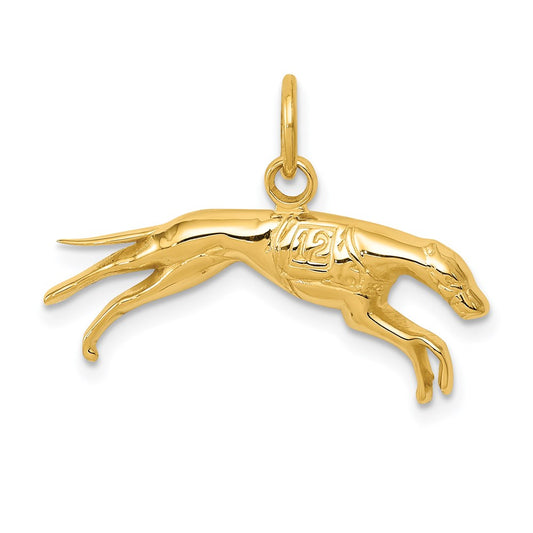 14k Greyhound Charm Yellow Gold