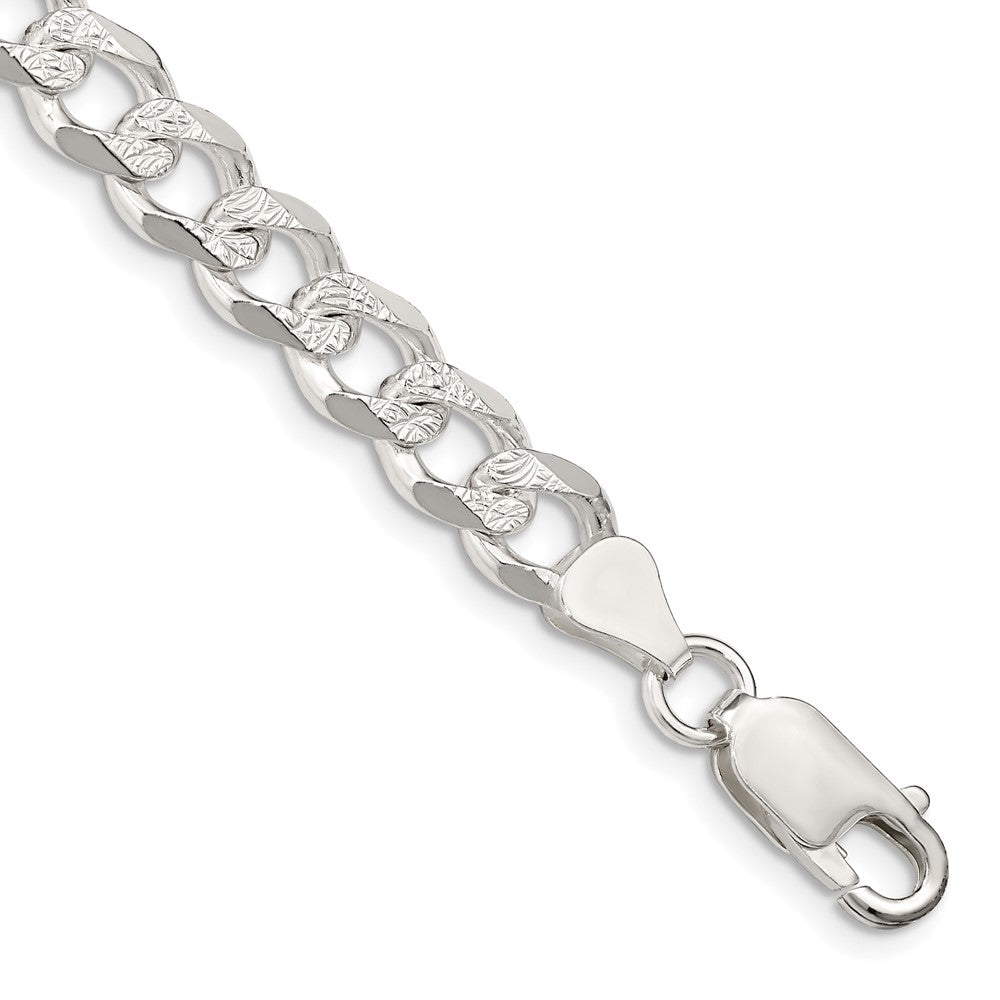 Sterling Silver 7.5mm Pav‚ Curb Chain 7 inches