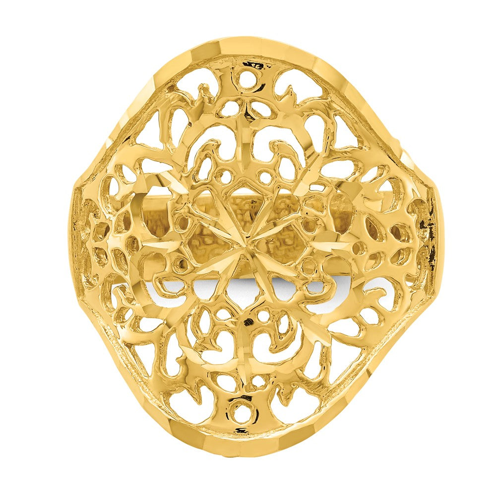 14K Polished Filigree Ring Size 7