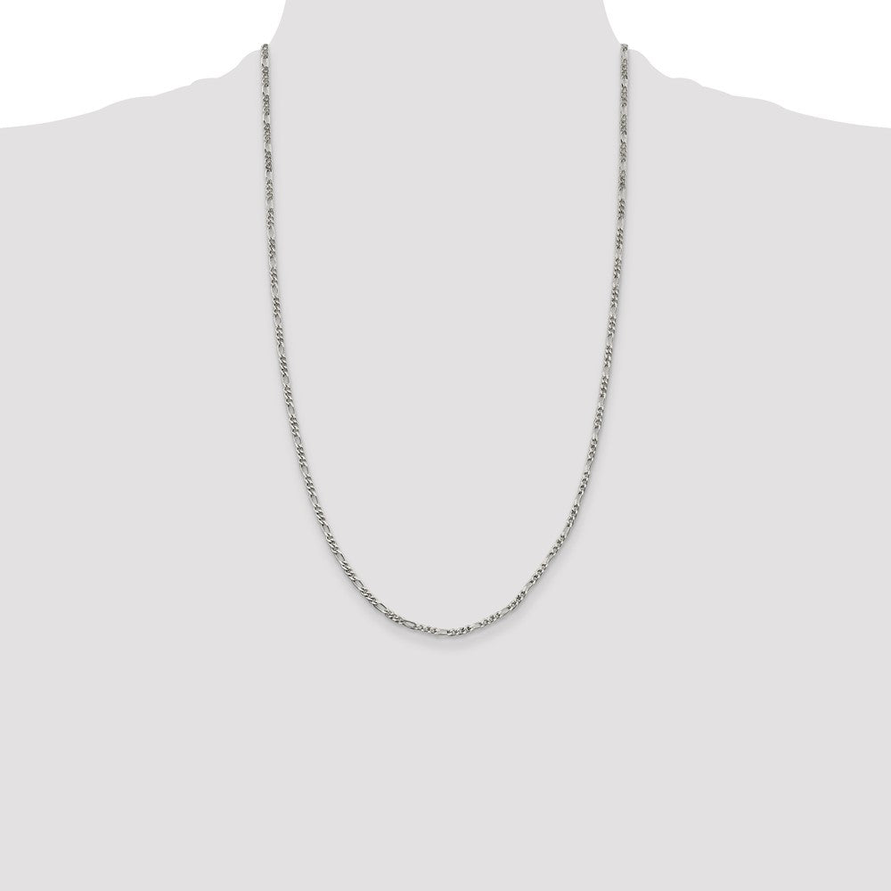 Sterling Silver 2.5mm Figaro Chain 26 Inches