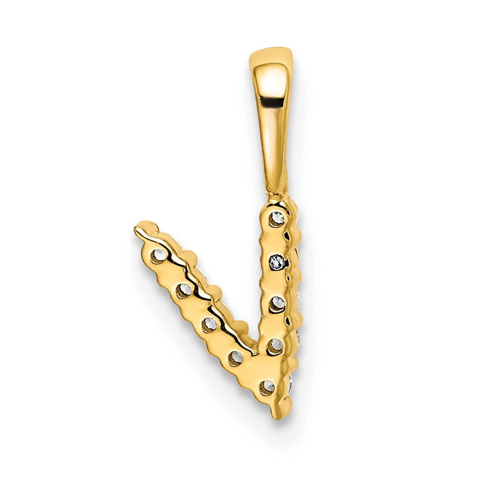 14k 1/10 carat Lab Grown Diamond VS/SI+ G+ Letter V Initial Pendant
