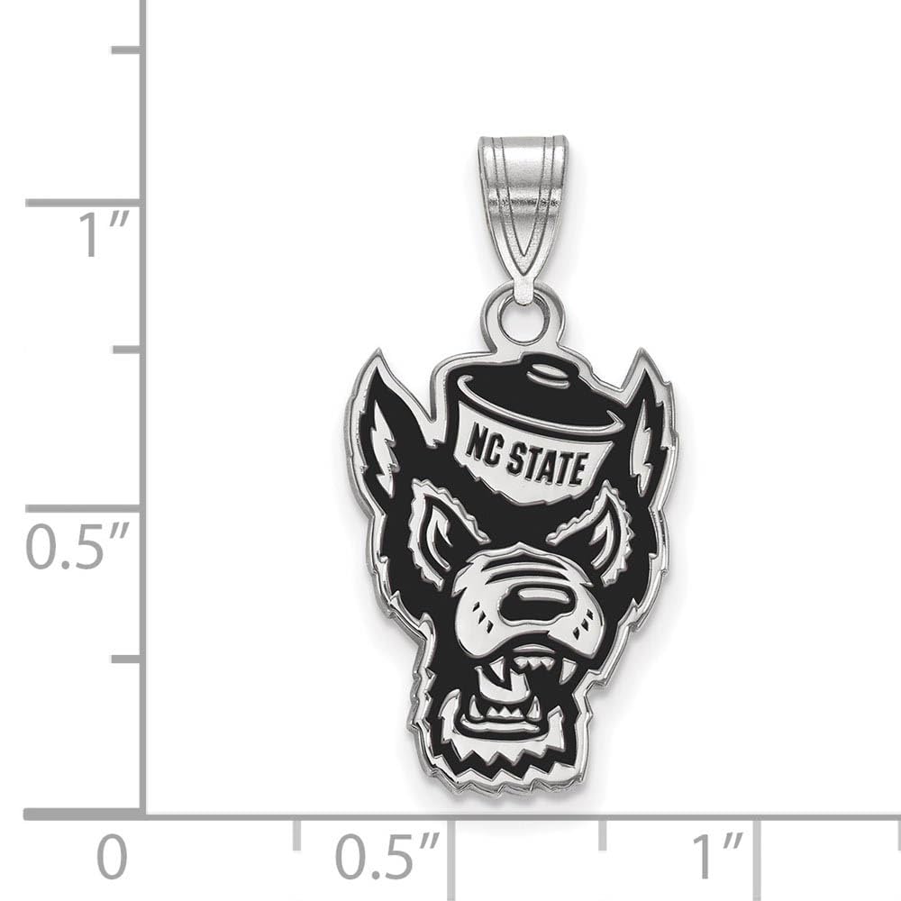 Sterling Silver Rhodium-plated LogoArt North Carolina State University Wolf Large Enameled Pendant Q-SS076NCS