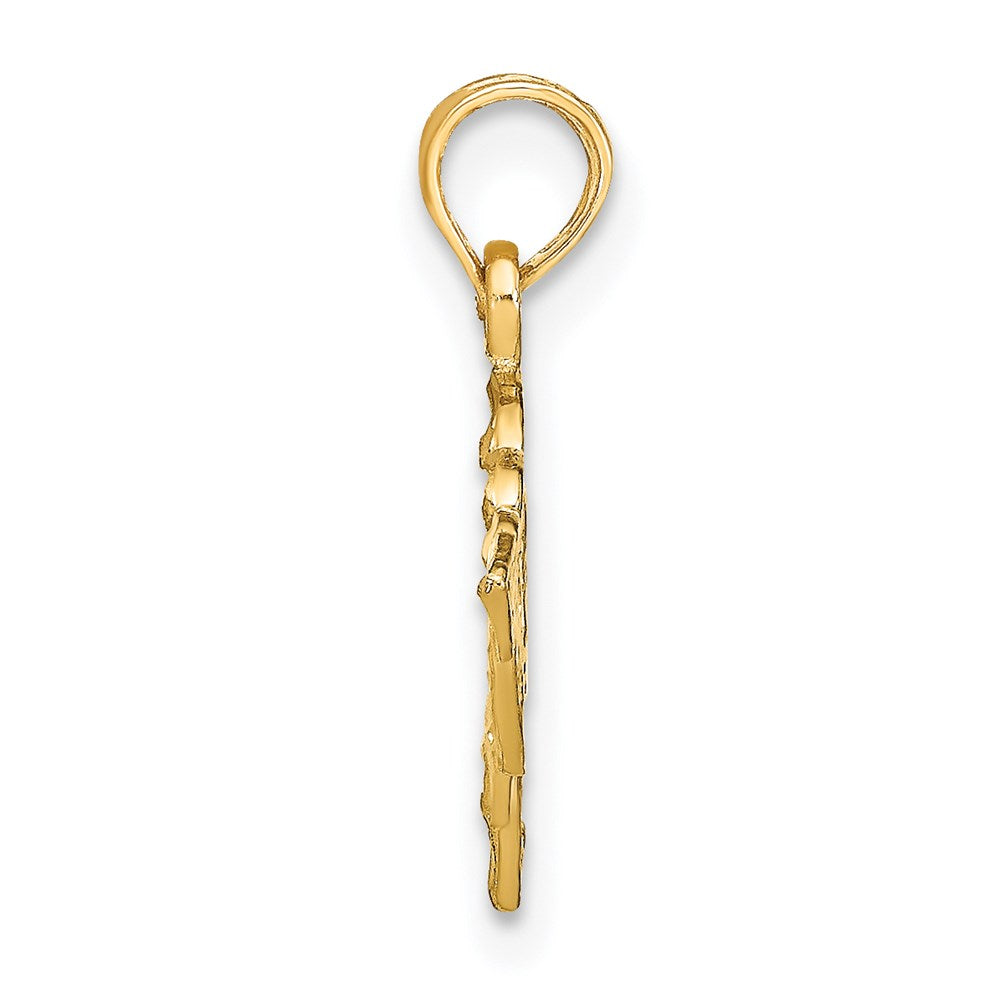 14K Polished Hearts and Arrow Pendant