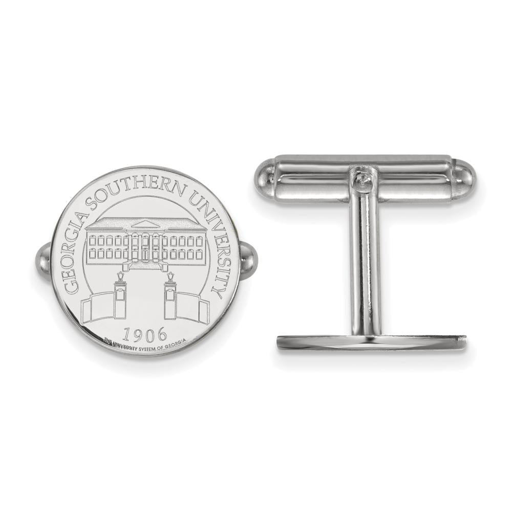 Sterling Silver Rhodium-plated LogoArt Georgia Southern University Crest Cuff Links Q-SS029GSU