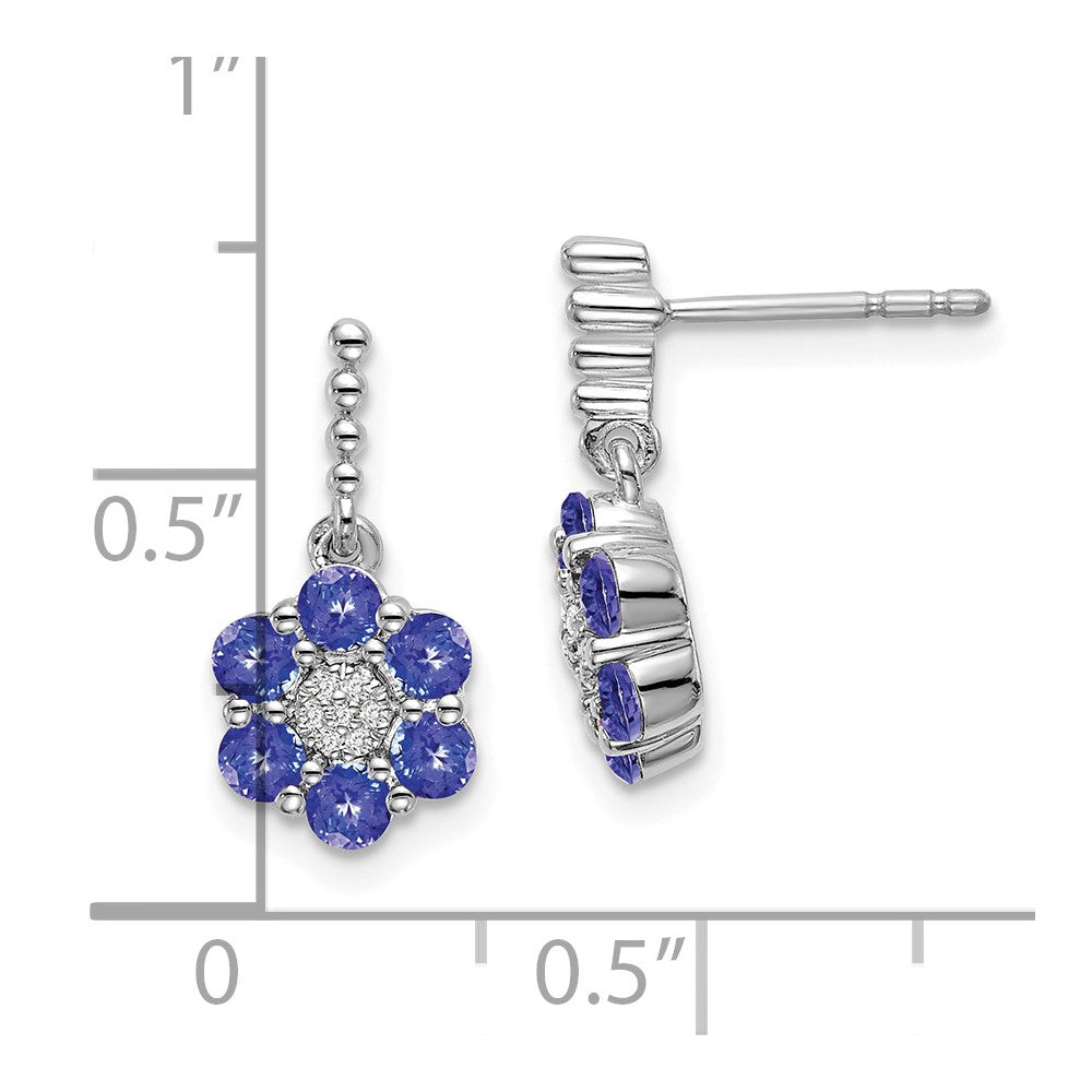 14k White Gold Tanzanite and Diamond Earrings
