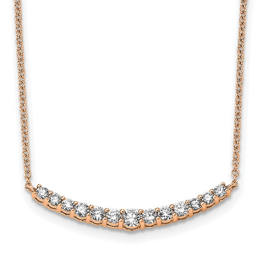 14k Rose Gold 1/2 carat Lab Grown Diamond VS/SI+ G+ 18 inch Fashion Bar Necklace