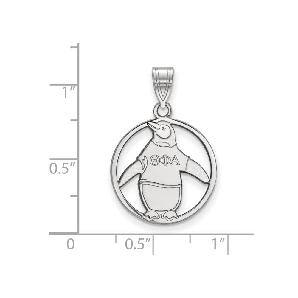 LogoArt Sterling Silver Theta Phi Alpha Small Circle Pendant Necklace