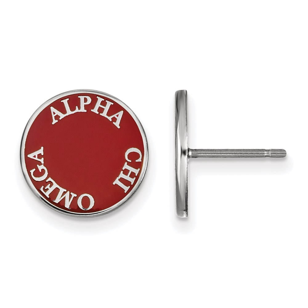 Sterling Silver Official Licensed Greek Sororities Alpha Chi Omega (???) Enameled Post Earrings