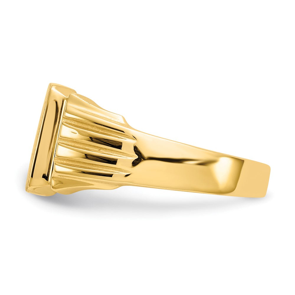 14k 10.5x10.5mm Open Back Mens Signet Ring Size 9