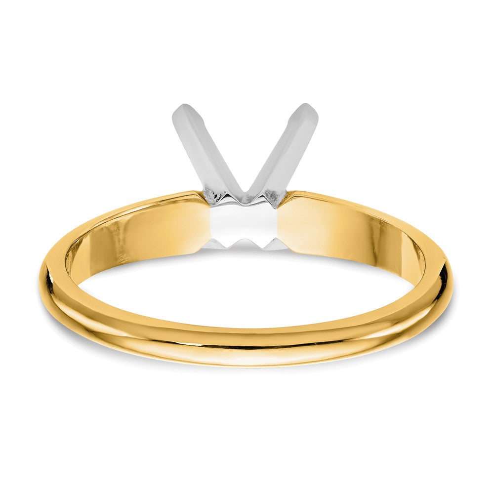 14k Two-Tone 6.5mm Medium-Weight Half-Round 4-Prong Princess Solitaire Ring Mounting
