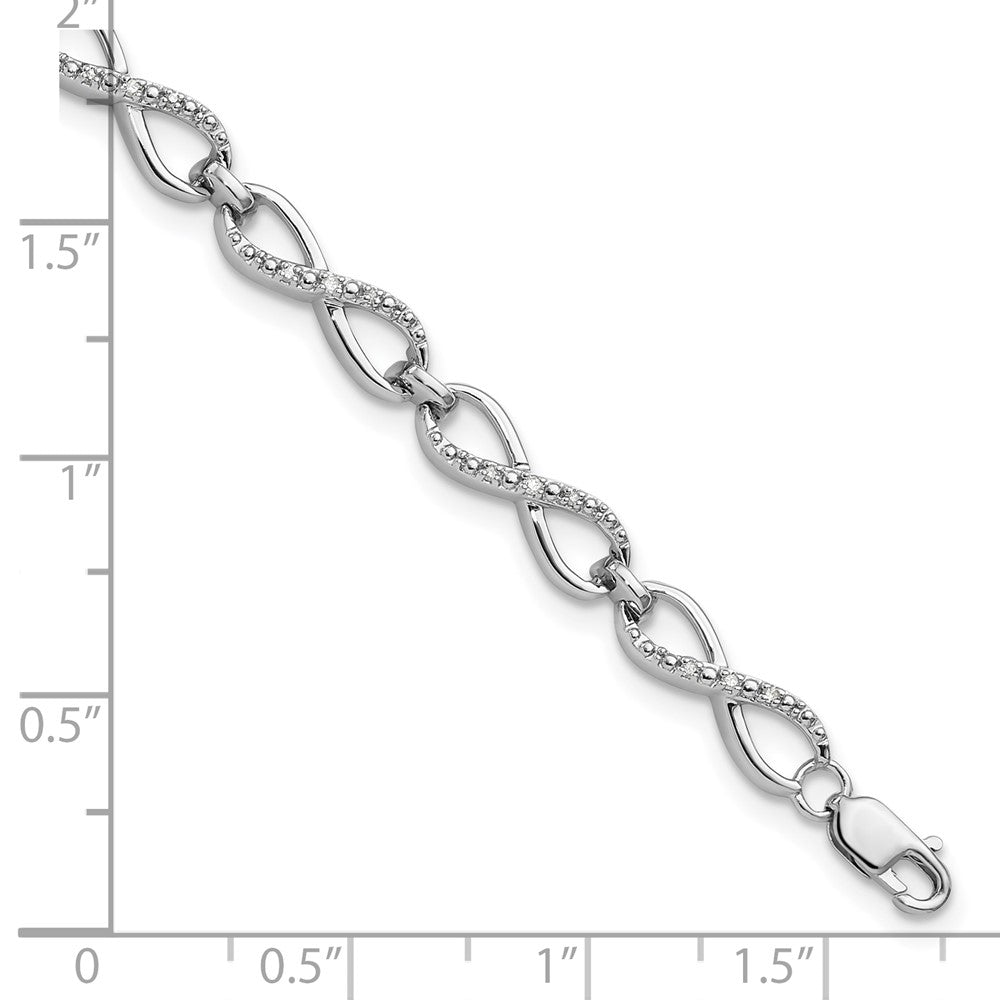 Sterling Silver Rhodium-plated Diam. Bracelet 7.5 inches