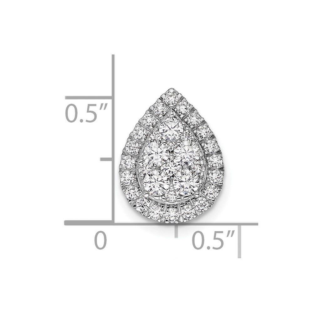 14k White Gold 5/8 carat Lab Grown Diamond VS/SI+ G+ Teardrop Halo Chain Slide Pendant