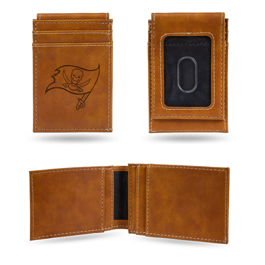Buccaneers Laser Engraved Brown Front Pocket Wallet