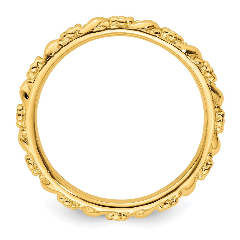 Sterling Silver Stackable Expressions Gold-plated Polished Flower Ring