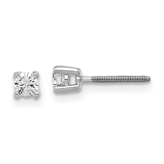 14k White Gold 1/5 ctw Lab Grown Diamond VS+ F+ Round 4 Prong Heavy Wt. Screwback Stud Earrings