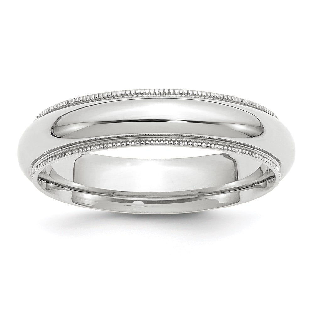 10k White Gold 5mm Milgrain Half Round Comfort Fit Wedding Band Size 7.5 1WMC050