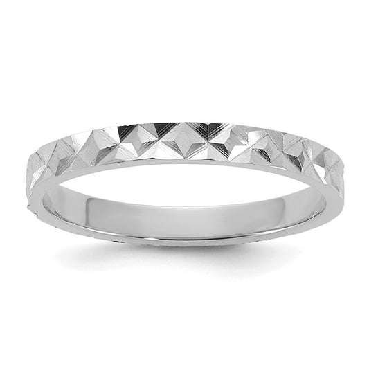 10K White Gold Diamond-cut Design 2mm Flat Band Size 3 Baby / Children's Ring