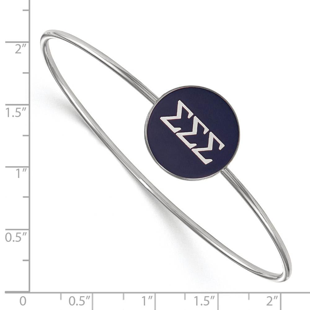 Sterling Silver Official Licensed Greek Sororities 7in Sigma Sigma Sigma (???) Enameled Slip-on Bangle