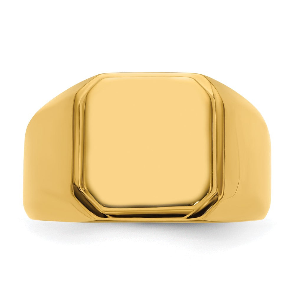Stainless Steel Polished Yellow IP-plated Signet Ring Size - 11